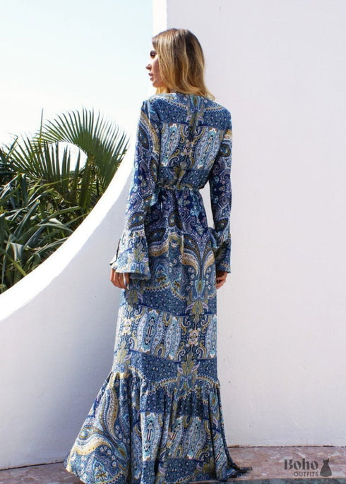 Floral Printed Boho Folk Maxi Dress Ada